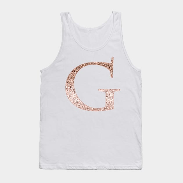 G rose gold glitter monogram letter Tank Top by RoseAesthetic
